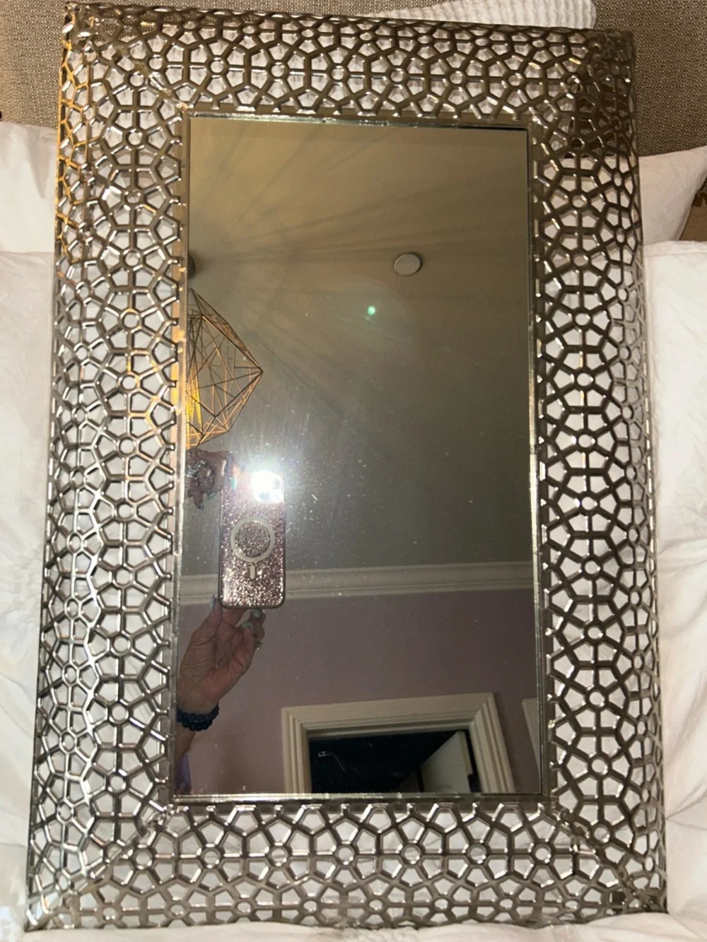 Decorative Geometric Silver Wall Mirror - Brand Unknown